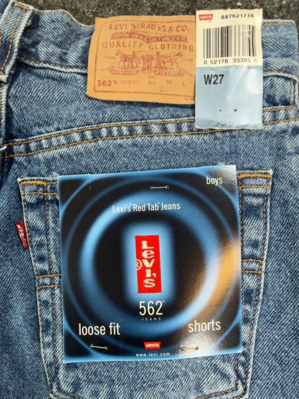 Levi's 562 Loose Fit Shorts Boys W27 Blue Denim Vintage Style NWT